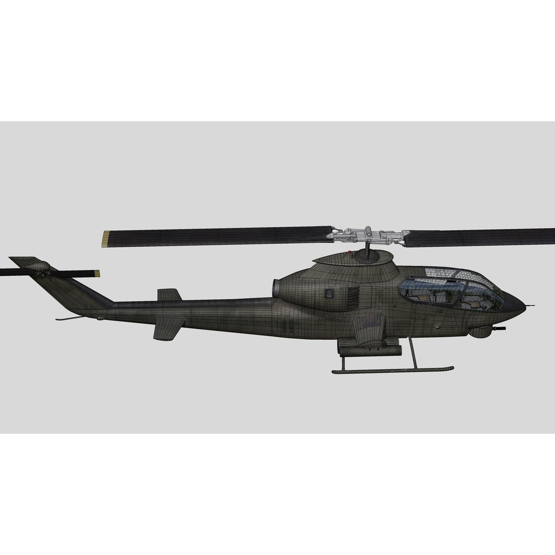 AH-1G Cobra 3D Model – Low Poly Game Ready Helicopter, FBX - View 49