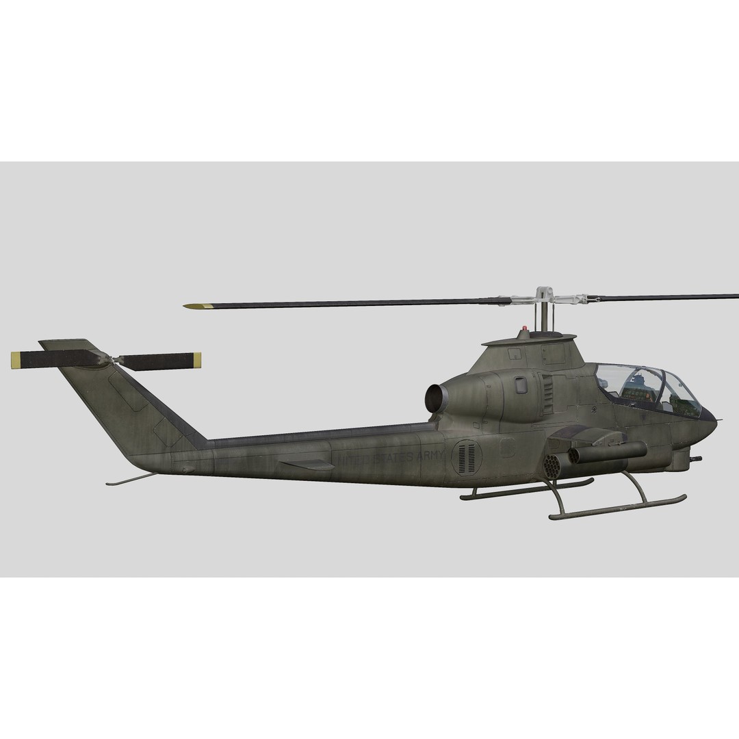 AH-1G Cobra 3D Model – Low Poly Game Ready Helicopter, FBX - View 5