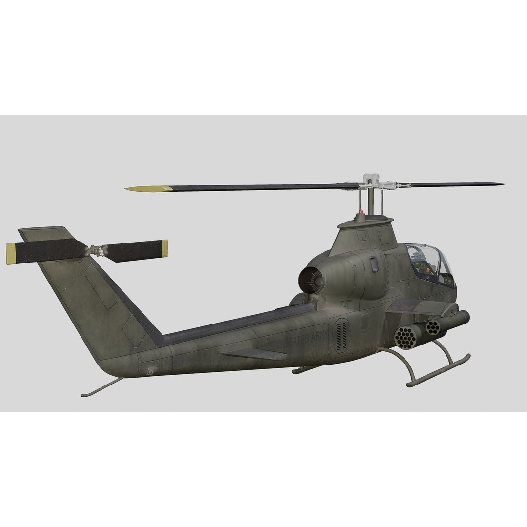 AH-1G Cobra 3D Model – Low Poly Game Ready Helicopter, FBX - View 6