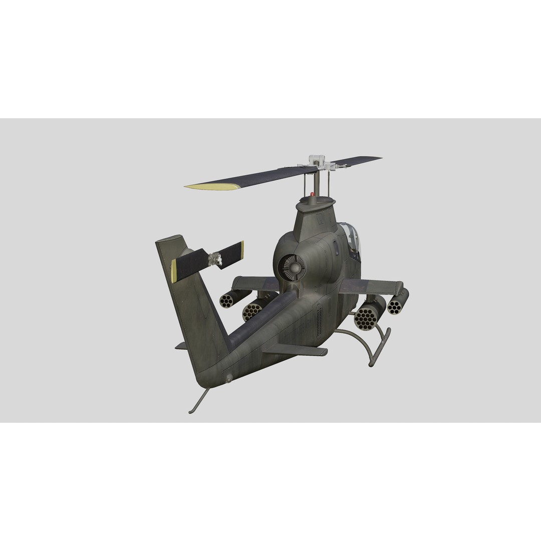 AH-1G Cobra 3D Model – Low Poly Game Ready Helicopter, FBX - View 7