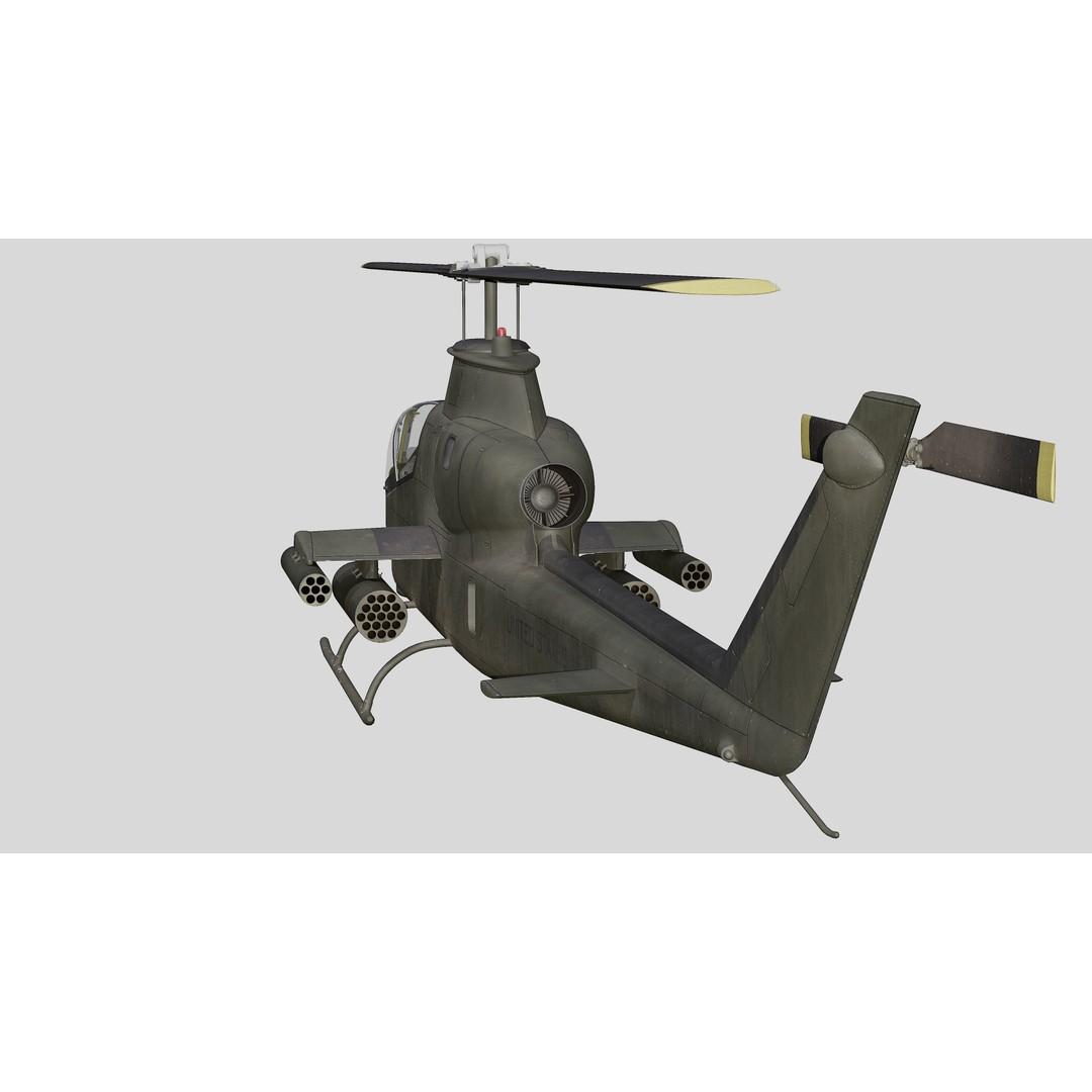 AH-1G Cobra 3D Model – Low Poly Game Ready Helicopter, FBX - View 8
