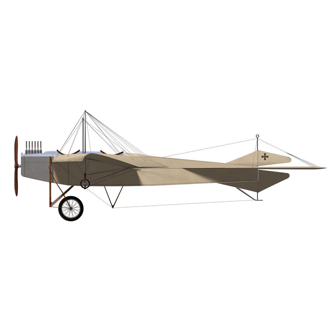 Etrich Taube 3D Model – High Poly Military Aircraft, FBX, OBJ - View 10