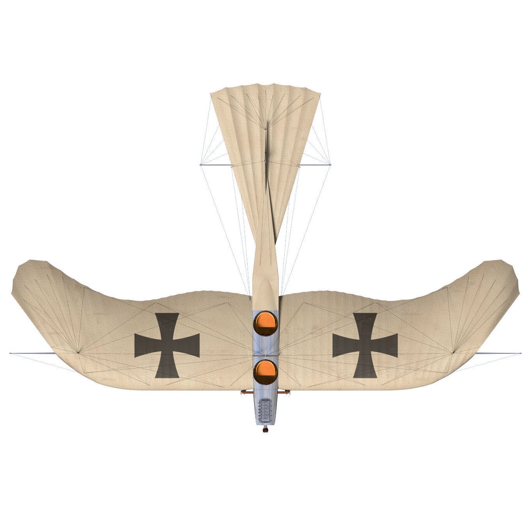 Etrich Taube 3D Model – High Poly Military Aircraft, FBX, OBJ - View 12