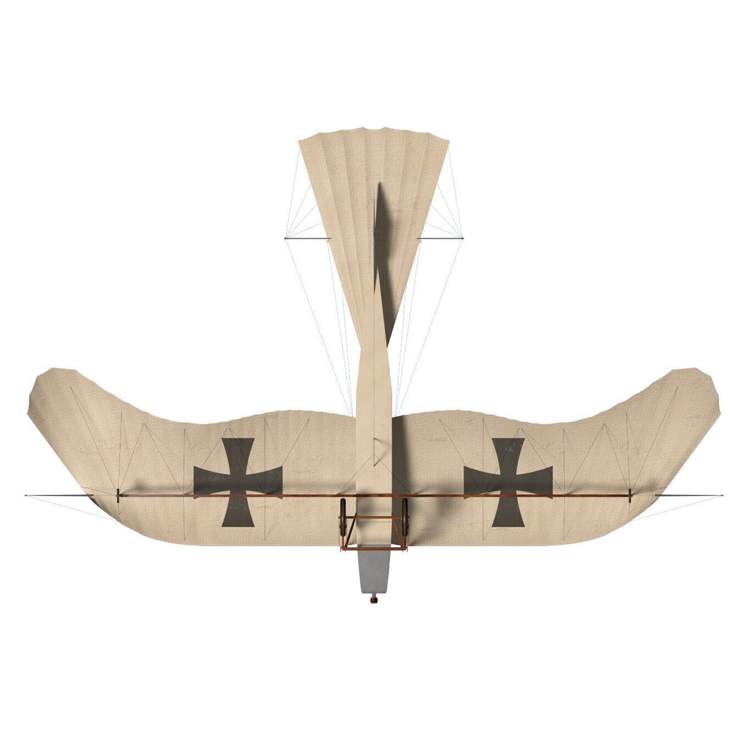 Etrich Taube 3D Model – High Poly Military Aircraft, FBX, OBJ - View 13