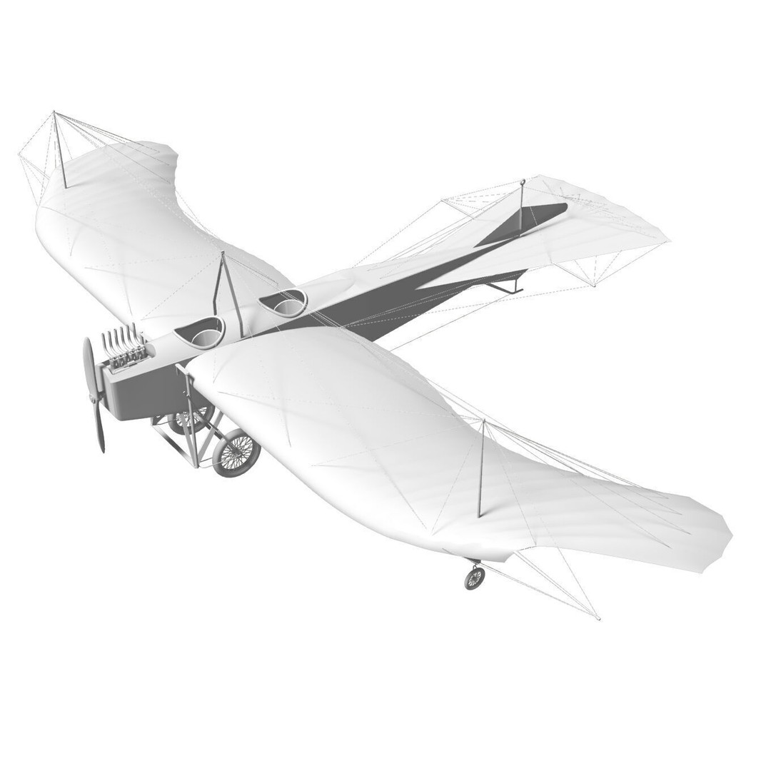 Etrich Taube 3D Model – High Poly Military Aircraft, FBX, OBJ - View 14