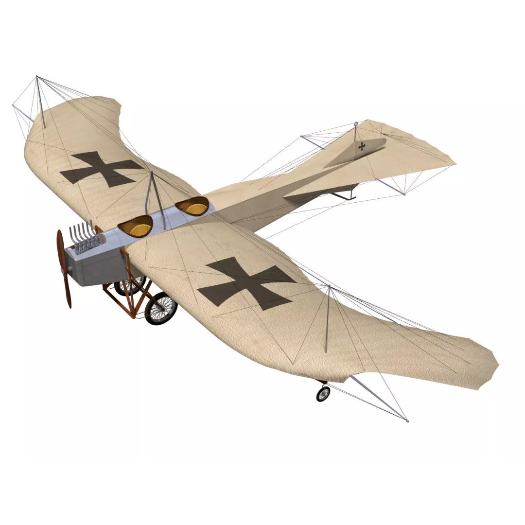 Etrich Taube 3D Model – High Poly Military Aircraft, FBX, OBJ - View 2