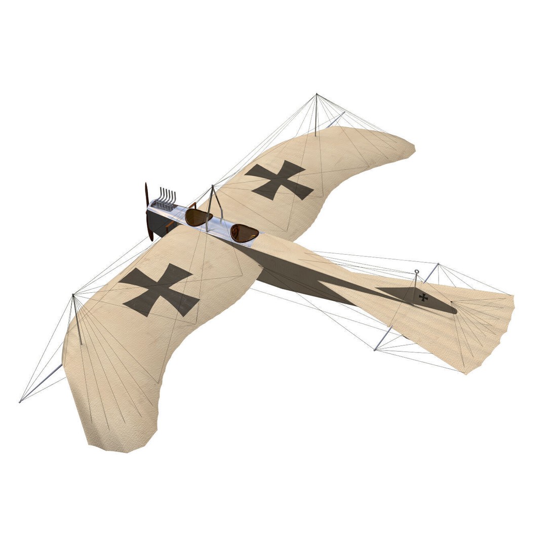 Etrich Taube 3D Model – High Poly Military Aircraft, FBX, OBJ - View 3