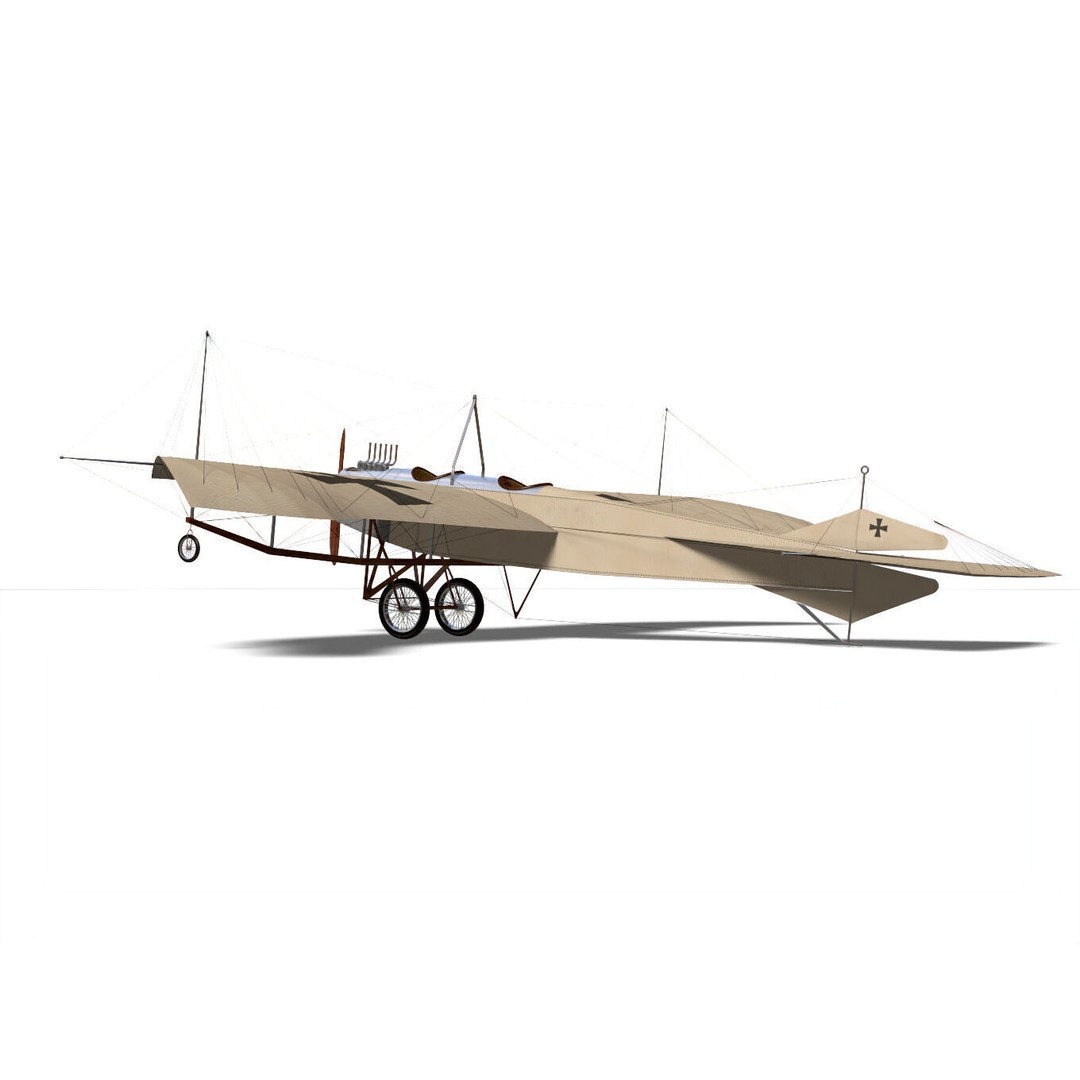Etrich Taube 3D Model – High Poly Military Aircraft, FBX, OBJ - View 8