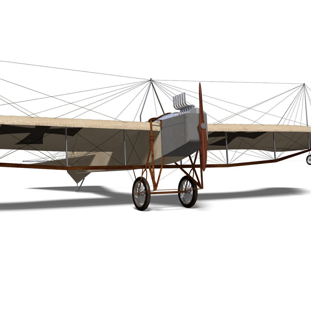 Etrich Taube 3D Model – High Poly Military Aircraft, FBX, OBJ - View 9