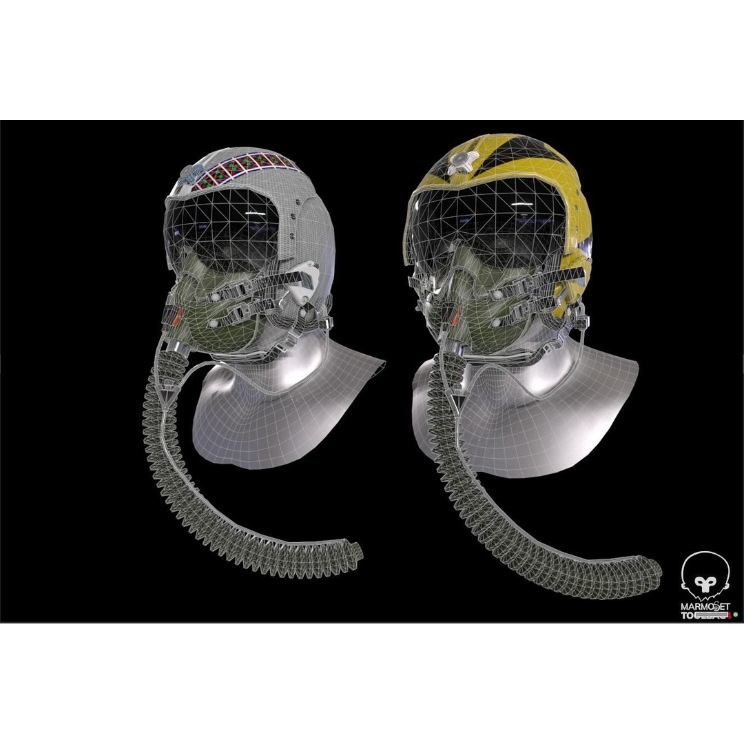 Fighter Pilot Helmet HGU-33 3D Model – Low Poly Game Asset, FBX - View 11