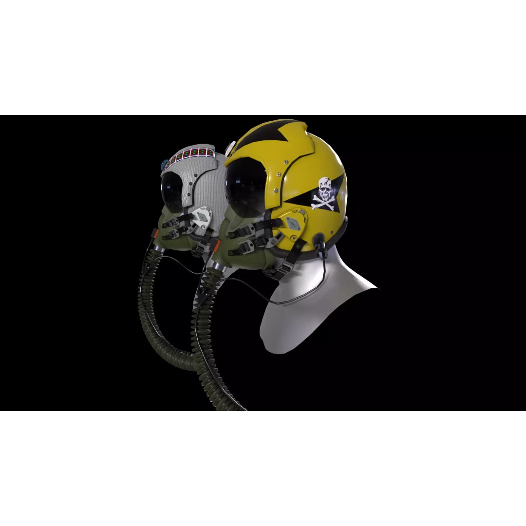 Fighter Pilot Helmet HGU-33 3D Model – Low Poly Game Asset, FBX - View 2