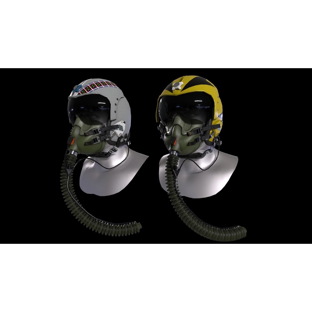 Fighter Pilot Helmet HGU-33 3D Model – Low Poly Game Asset, FBX - View 3