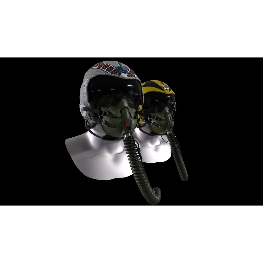 Fighter Pilot Helmet HGU-33 3D Model – Low Poly Game Asset, FBX - View 5