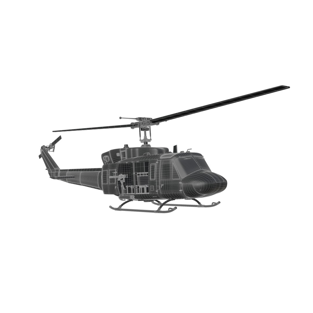 Bell 212 Helicopter 3D Model – Game-Ready PBR Asset, FBX - View 13