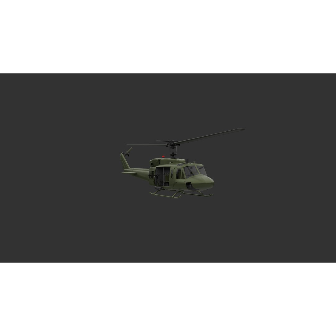 Bell 212 Helicopter 3D Model – Game-Ready PBR Asset, FBX - View 3