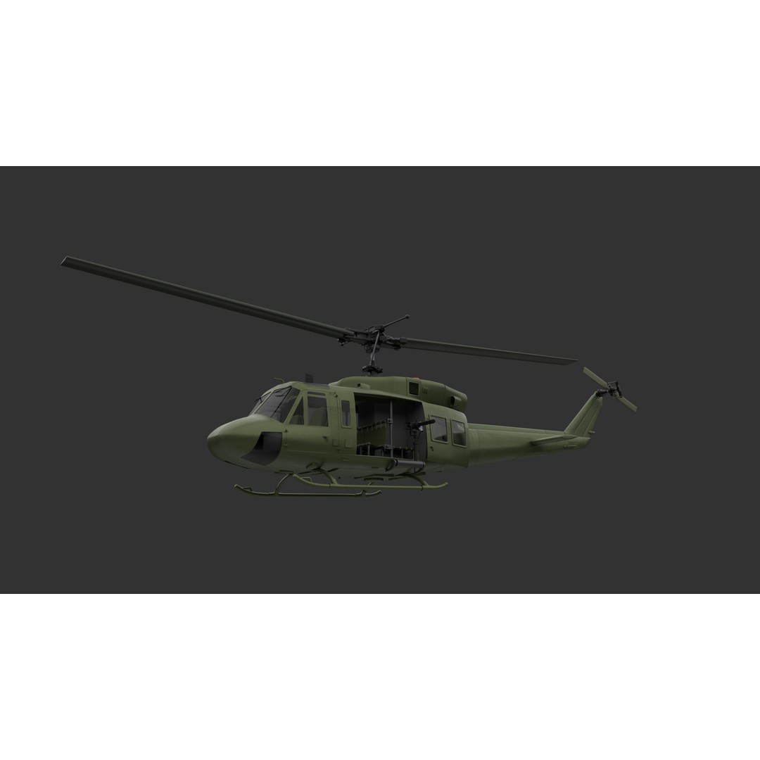 Bell 212 Helicopter 3D Model – Game-Ready PBR Asset, FBX - View 6