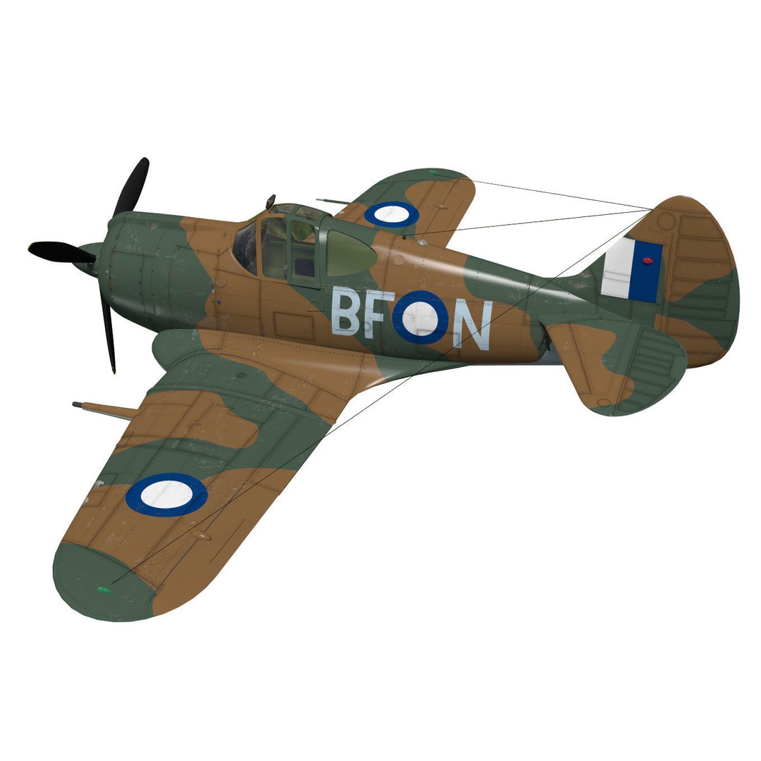 CAC CA-13 Boomerang 3D Model – High Poly Military Aircraft, FBX - View 3