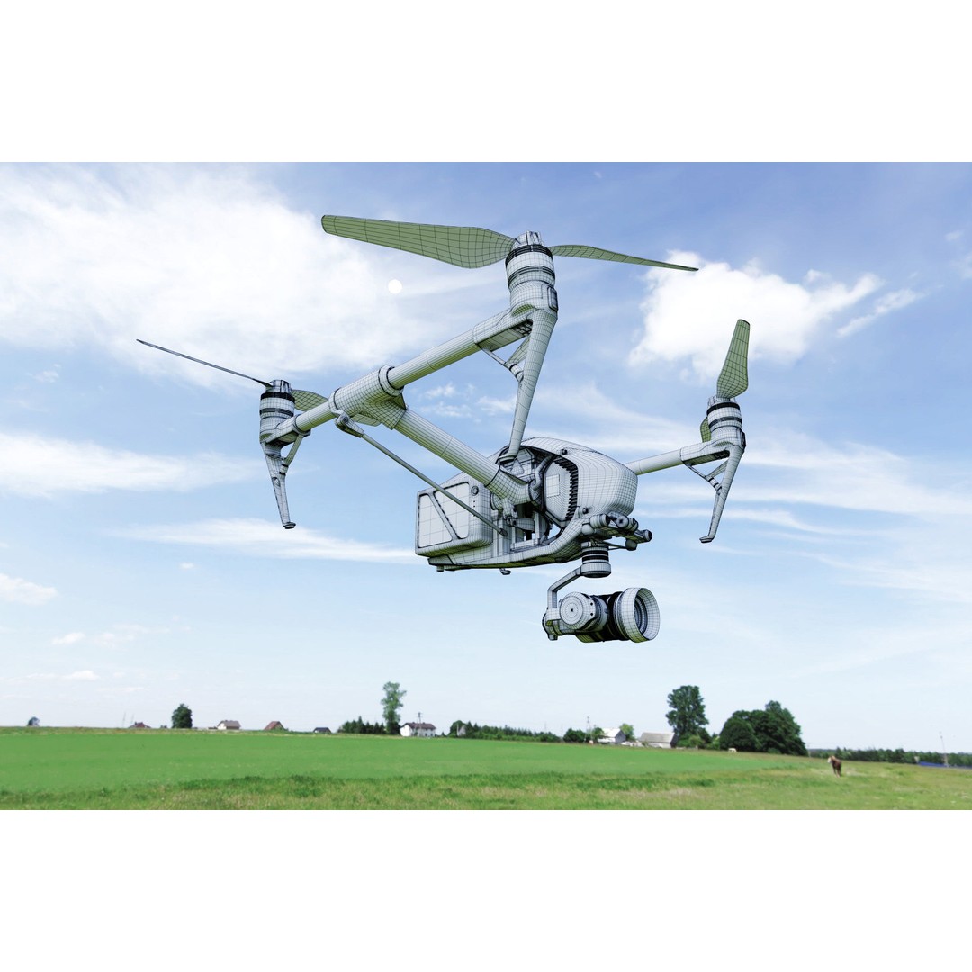 Mechanical Drone 3D Model – High Poly Aircraft with PBR Textures, FBX - View 6