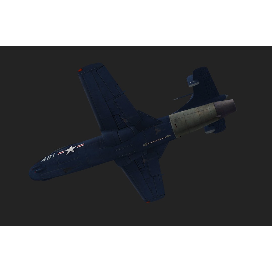 Vought F6U Pirate 3D Model – Low Poly Game Asset, FBX, PBR Textures