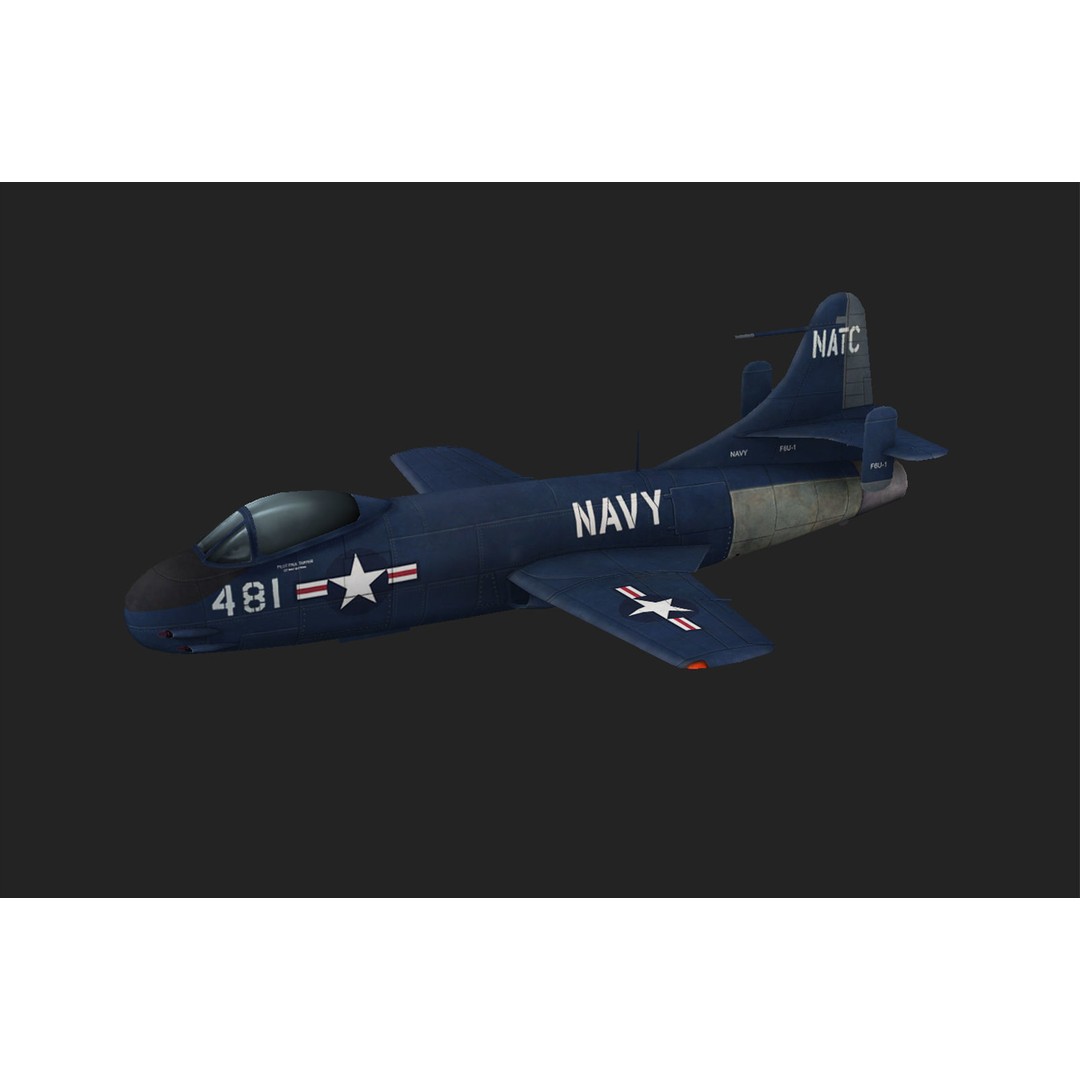 Vought F6U Pirate 3D Model – Low Poly Game Asset, FBX, PBR Textures - View 10