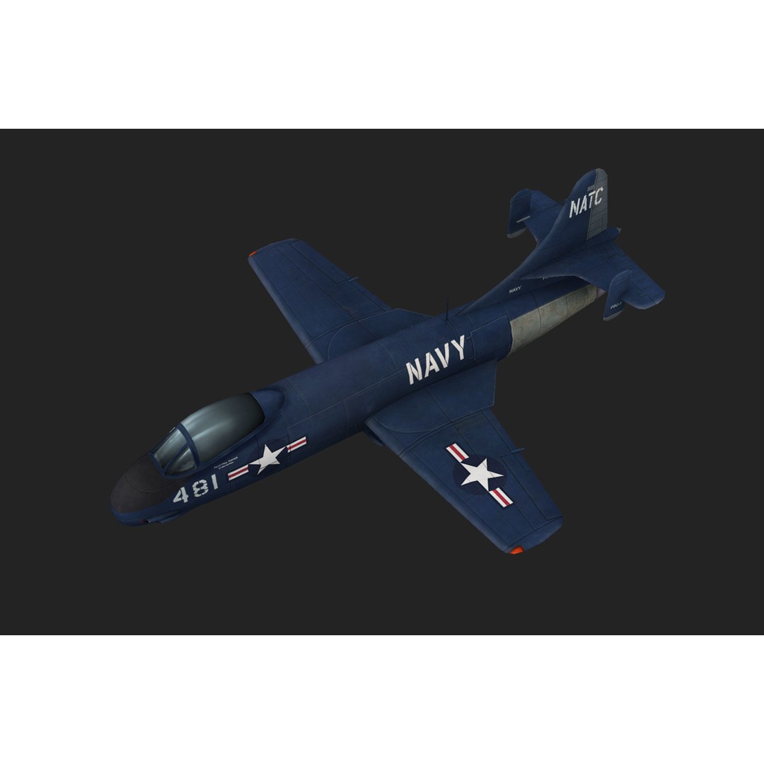 Vought F6U Pirate 3D Model – Low Poly Game Asset, FBX, PBR Textures - View 11