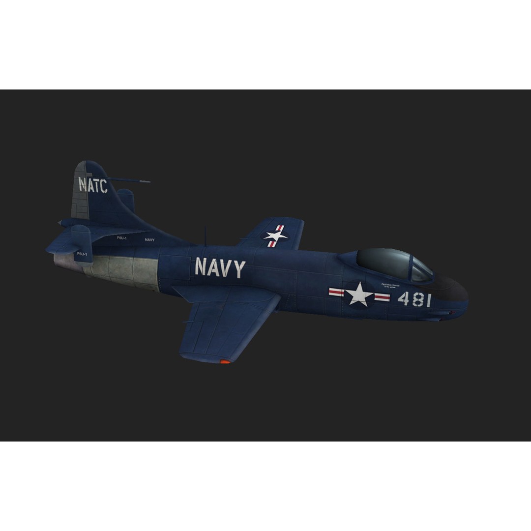 Vought F6U Pirate 3D Model – Low Poly Game Asset, FBX, PBR Textures - View 14