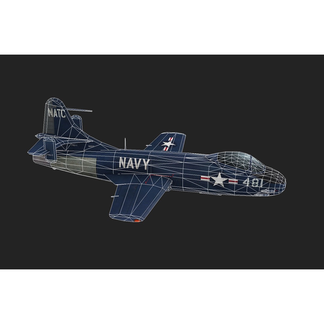 Vought F6U Pirate 3D Model – Low Poly Game Asset, FBX, PBR Textures - View 15