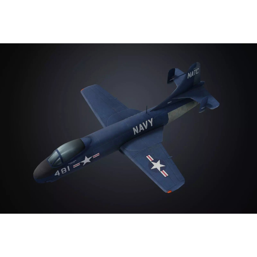 Vought F6U Pirate 3D Model – Low Poly Game Asset, FBX, PBR Textures - View 2