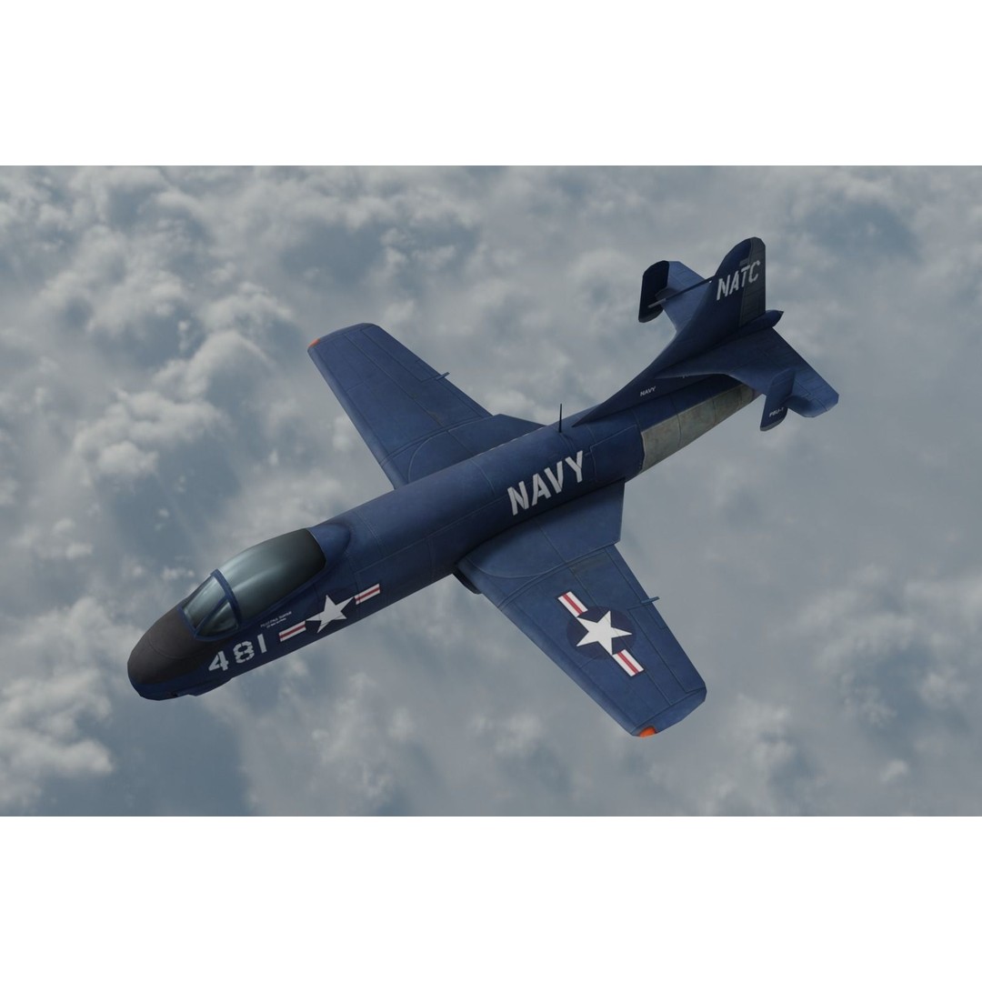 Vought F6U Pirate 3D Model – Low Poly Game Asset, FBX, PBR Textures - View 3