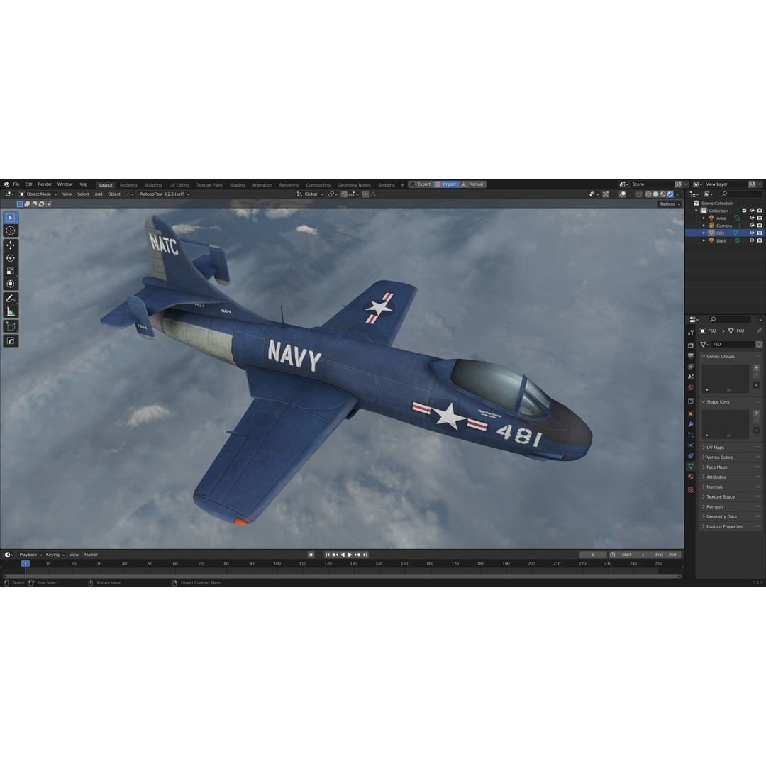 Vought F6U Pirate 3D Model – Low Poly Game Asset, FBX, PBR Textures - View 4
