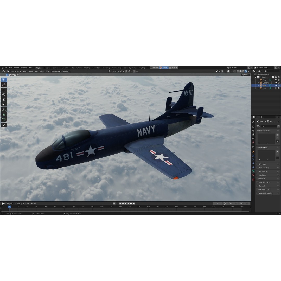 Vought F6U Pirate 3D Model – Low Poly Game Asset, FBX, PBR Textures - View 5
