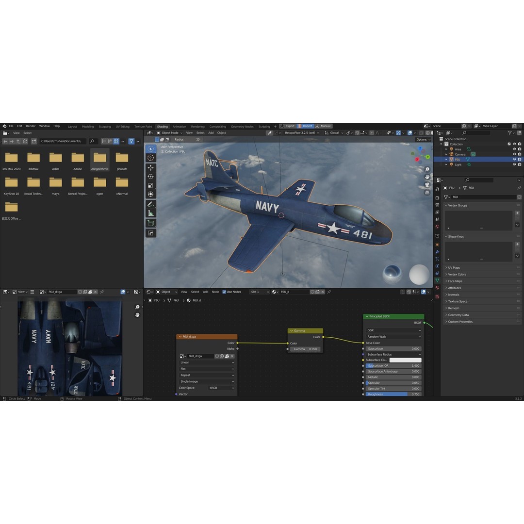Vought F6U Pirate 3D Model – Low Poly Game Asset, FBX, PBR Textures - View 6