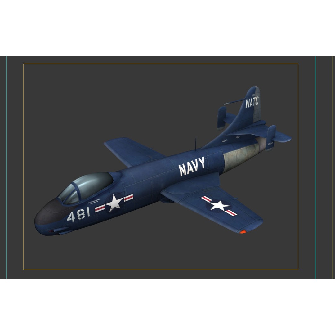 Vought F6U Pirate 3D Model – Low Poly Game Asset, FBX, PBR Textures - View 7