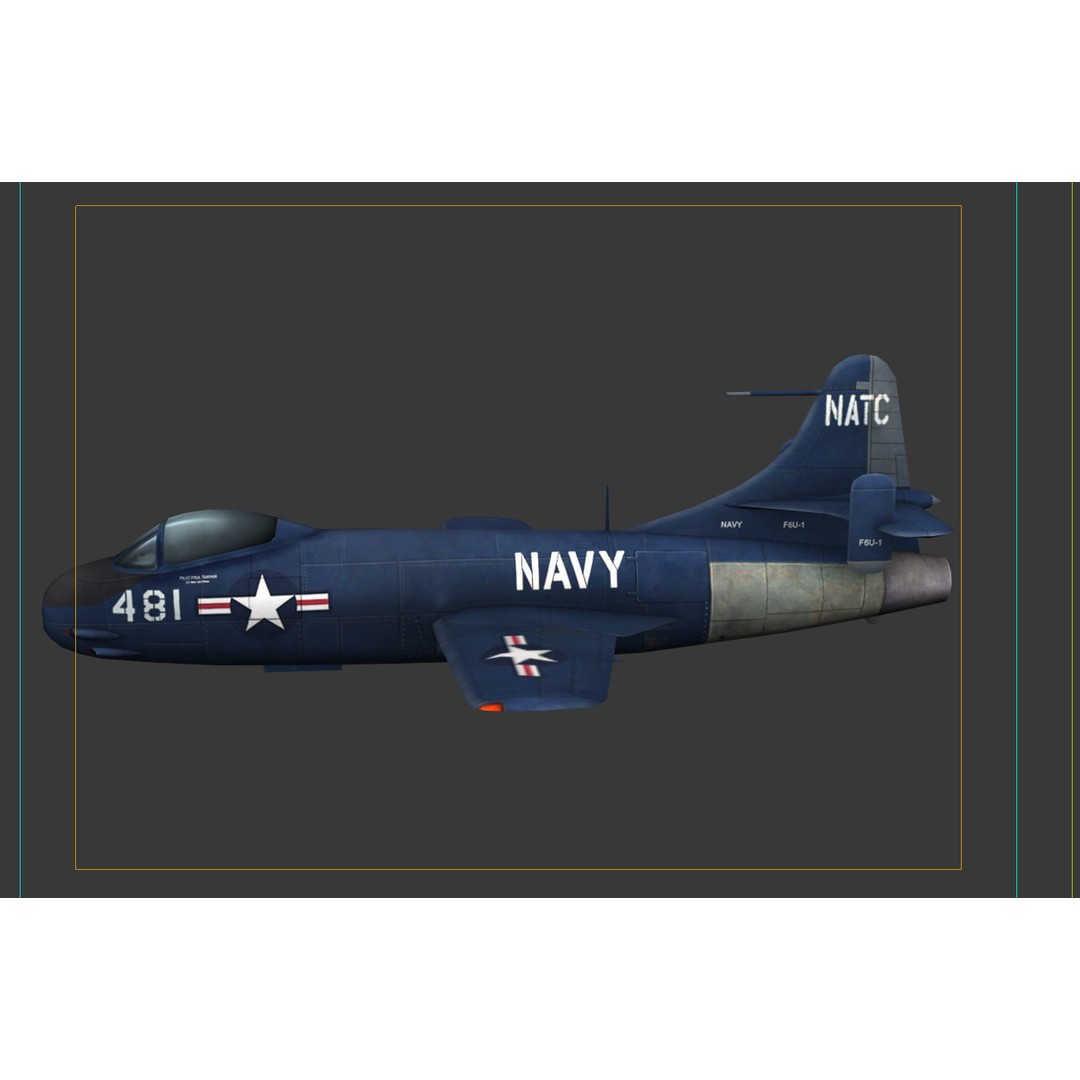 Vought F6U Pirate 3D Model – Low Poly Game Asset, FBX, PBR Textures - View 8