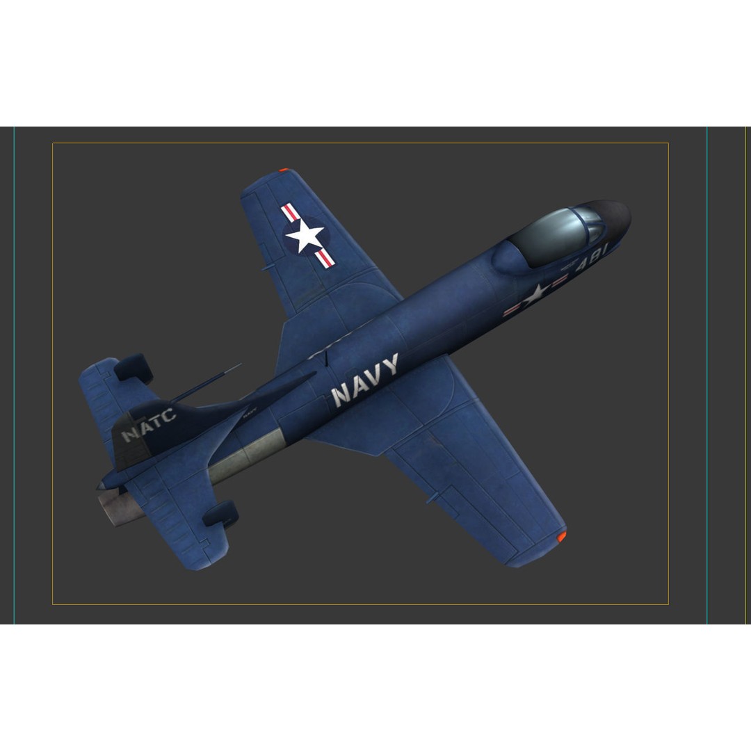 Vought F6U Pirate 3D Model – Low Poly Game Asset, FBX, PBR Textures - View 9