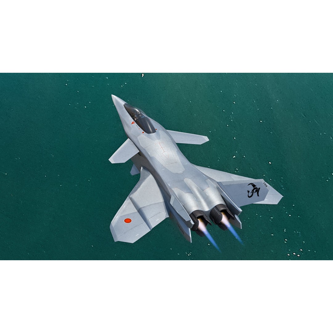 FA-27C Japan Anime Fighter 3D Model – Rigged Low Poly Aircraft, FBX - View 11