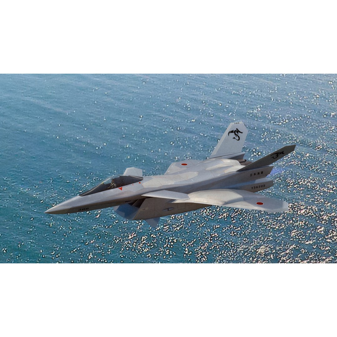 FA-27C Japan Anime Fighter 3D Model – Rigged Low Poly Aircraft, FBX - View 3