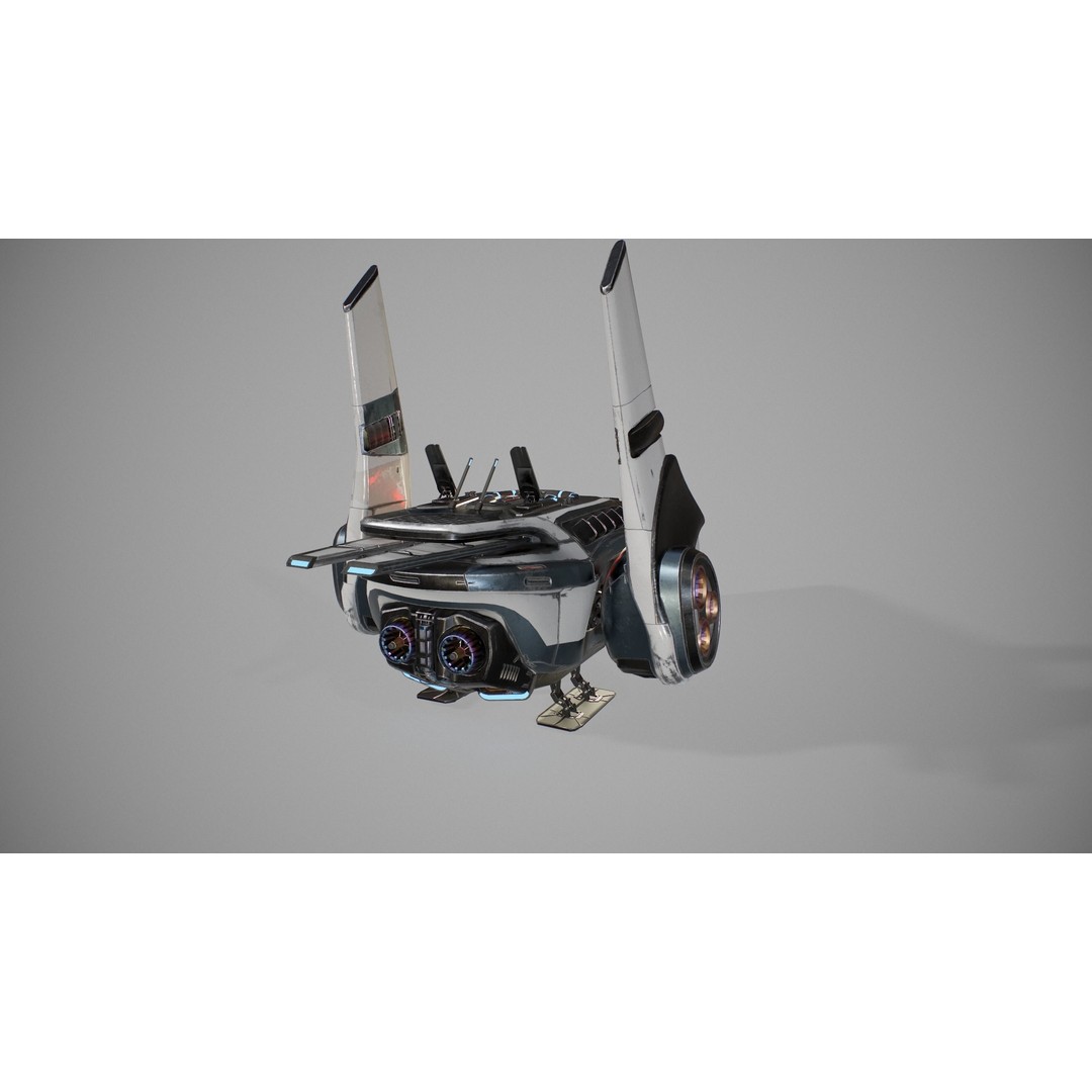 Spaceship SpShc9 3D Model – Rigged Sci-Fi Vessel with PBR Textures, FBX - View 10