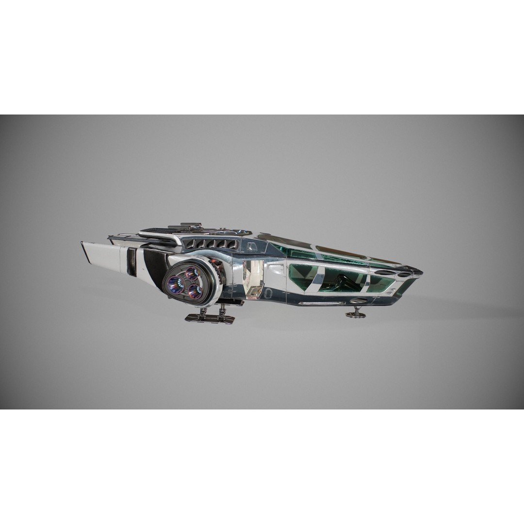 Spaceship SpShc9 3D Model – Rigged Sci-Fi Vessel with PBR Textures, FBX - View 11