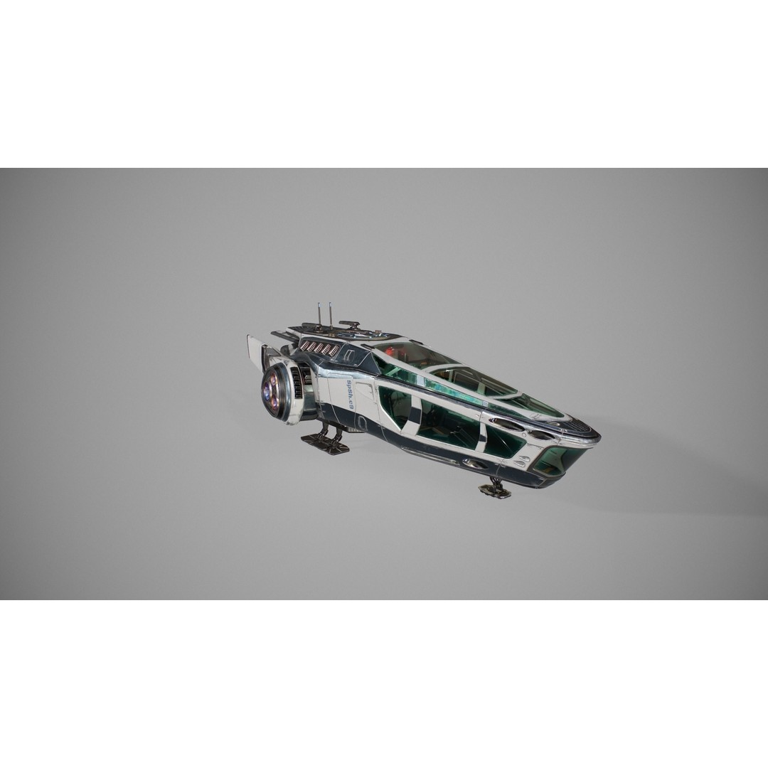 Spaceship SpShc9 3D Model – Rigged Sci-Fi Vessel with PBR Textures, FBX - View 12