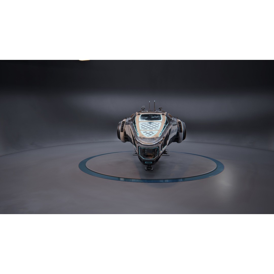 Spaceship SpShc9 3D Model – Rigged Sci-Fi Vessel with PBR Textures, FBX - View 3