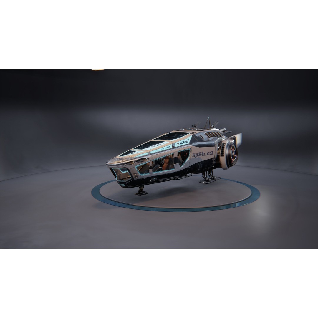 Spaceship SpShc9 3D Model – Rigged Sci-Fi Vessel with PBR Textures, FBX - View 4