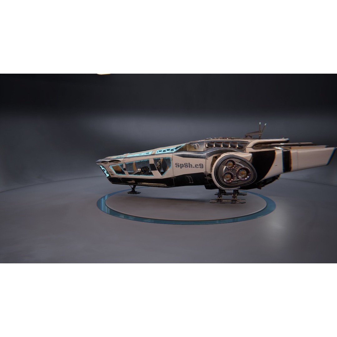 Spaceship SpShc9 3D Model – Rigged Sci-Fi Vessel with PBR Textures, FBX - View 5