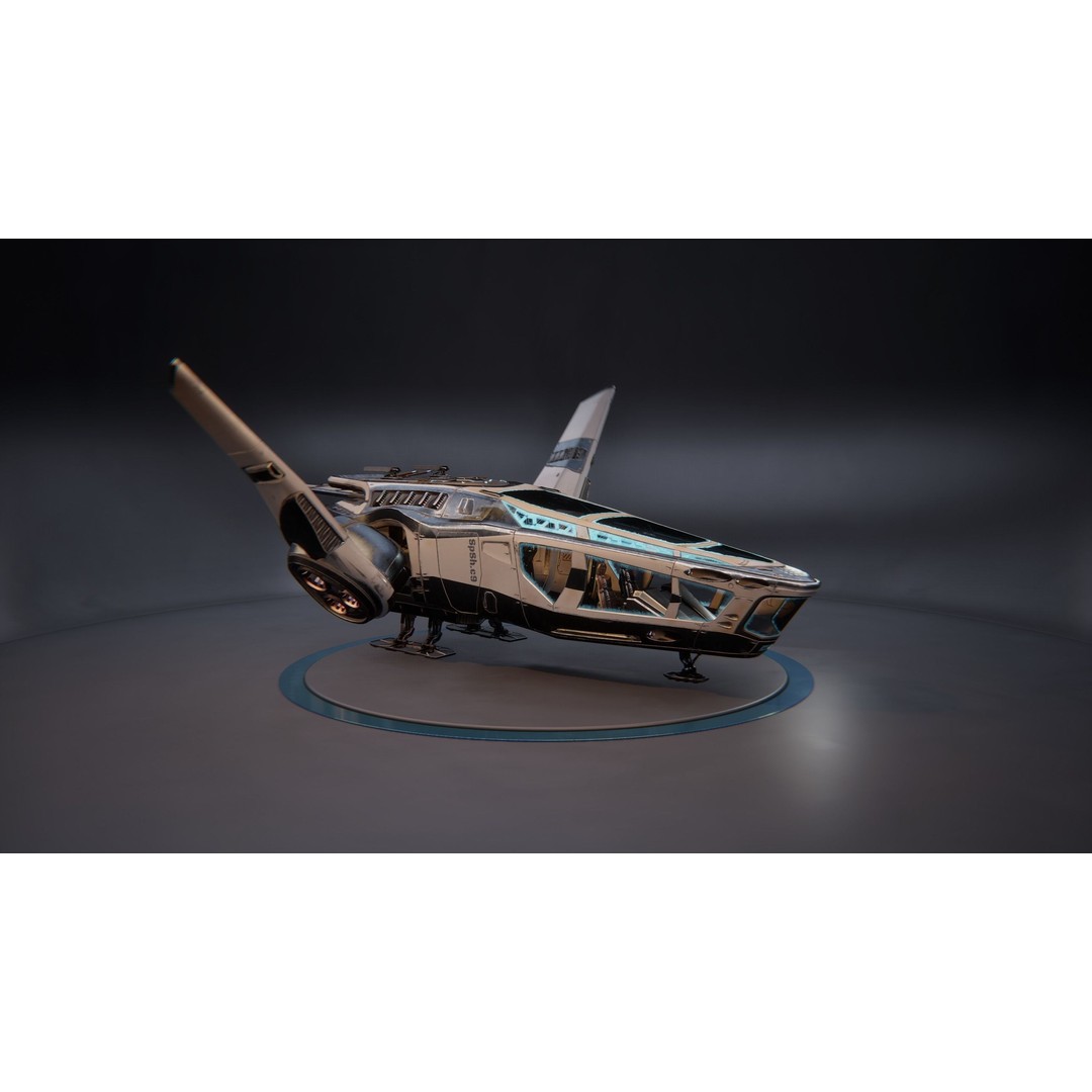 Spaceship SpShc9 3D Model – Rigged Sci-Fi Vessel with PBR Textures, FBX - View 6