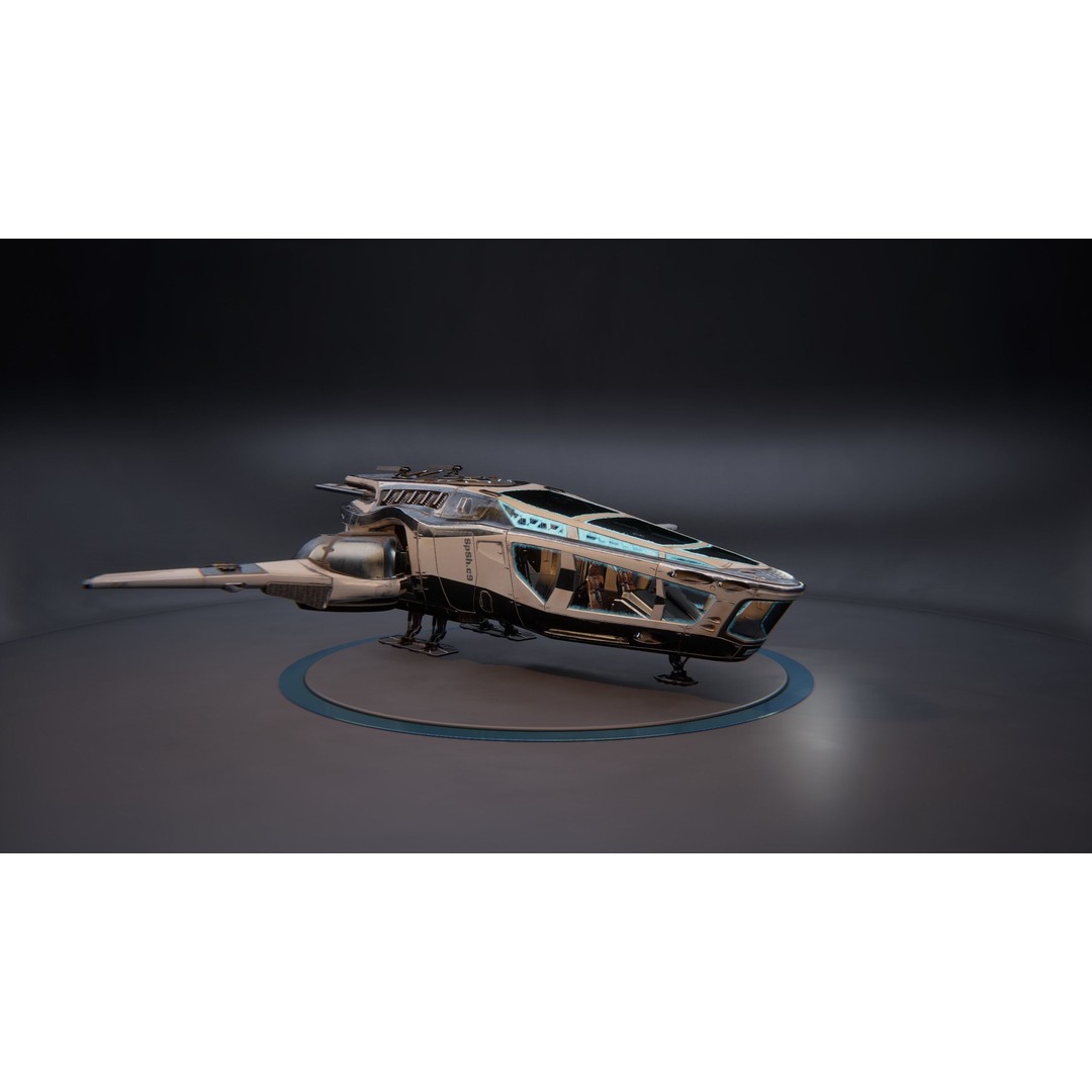 Spaceship SpShc9 3D Model – Rigged Sci-Fi Vessel with PBR Textures, FBX - View 7