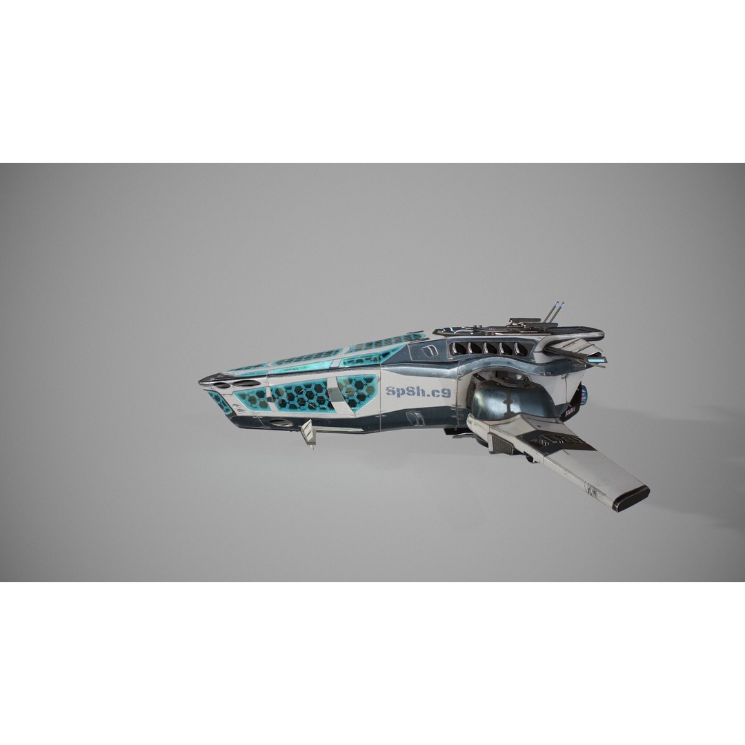 Spaceship SpShc9 3D Model – Rigged Sci-Fi Vessel with PBR Textures, FBX - View 8