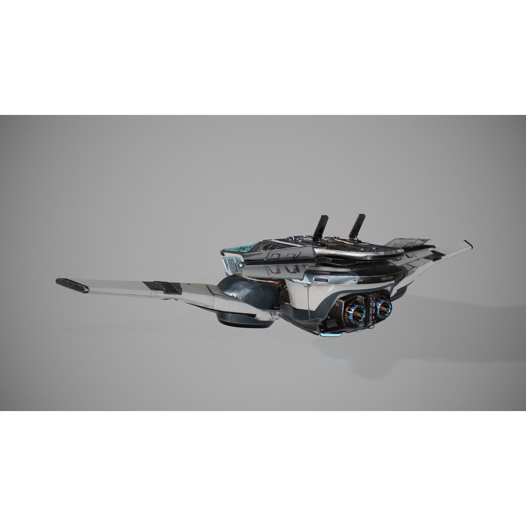 Spaceship SpShc9 3D Model – Rigged Sci-Fi Vessel with PBR Textures, FBX - View 9