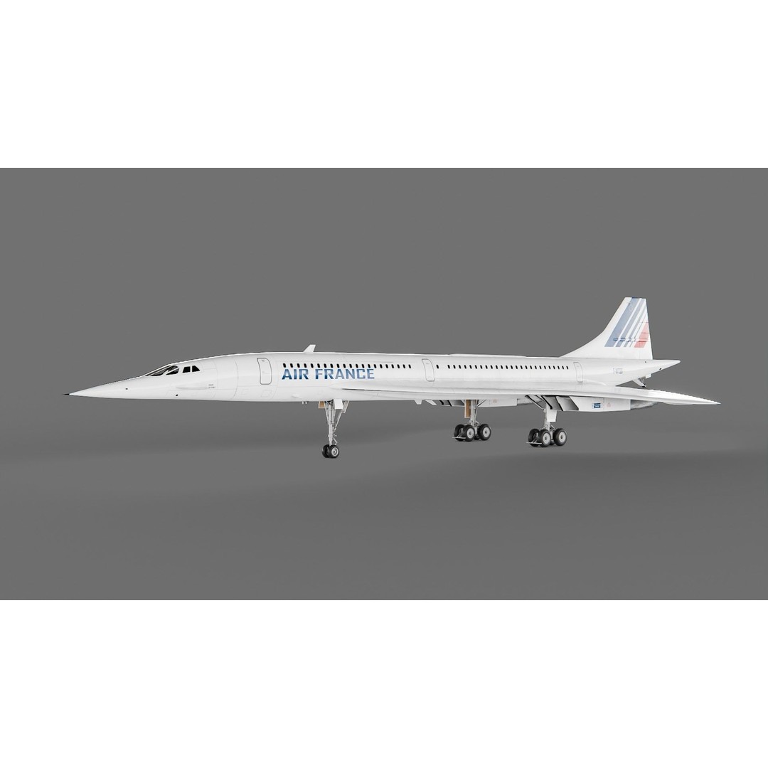 Concorde 3D Model – Detailed Aircraft with Rigging, FBX & Blender - View 4