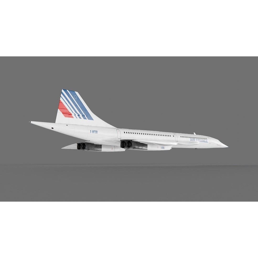 Concorde 3D Model – Detailed Aircraft with Rigging, FBX & Blender - View 7