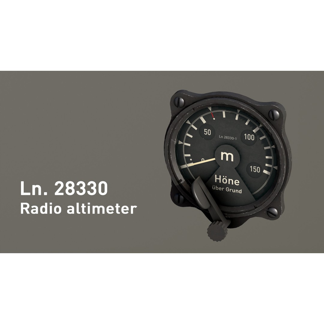 WWII German Aircraft Instruments 3D Model – Low Poly PBR Asset, FBX/OBJ - View 4
